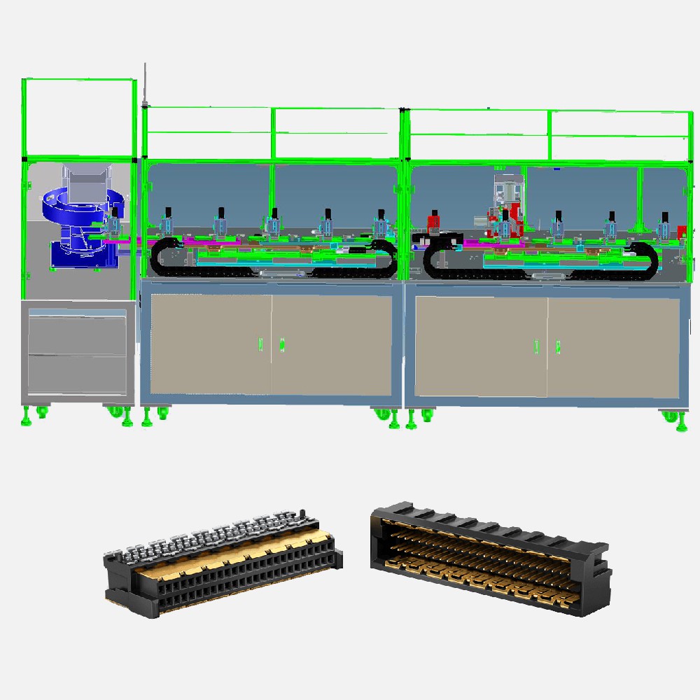 Automatic production line for rectangular male connectors